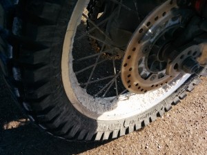 Crusted gypsum on my rims. It would last for days.
