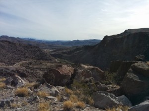 View from the highest point of River Road. Note all the rocks from rock slides.