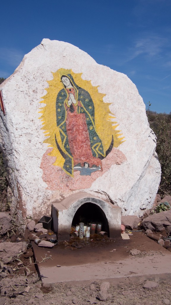 Shrines like these are on the sides of the roads EVERYWHERE in Mexico.